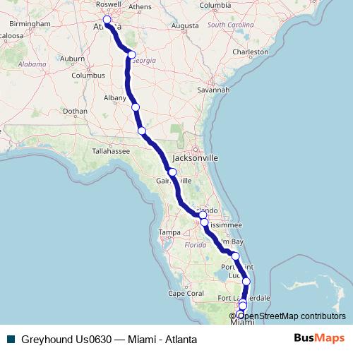 Greyhound Us0630 bus Line Map