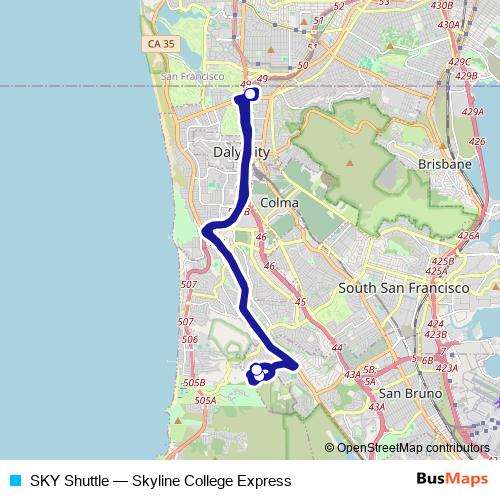 SKY Shuttle bus Line Map