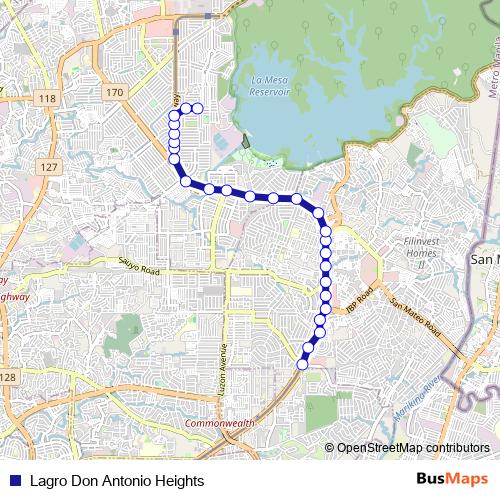 Lagro Don Antonio Heights bus Line Map