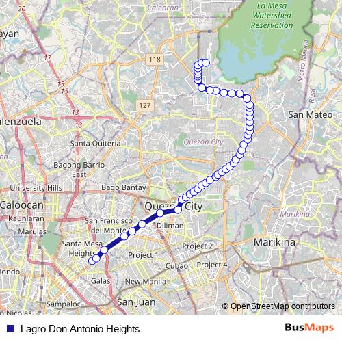 Lagro Don Antonio Heights bus Line Map