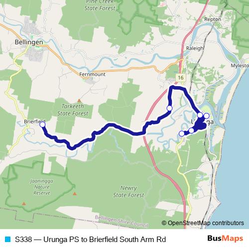 S338 bus Line Map