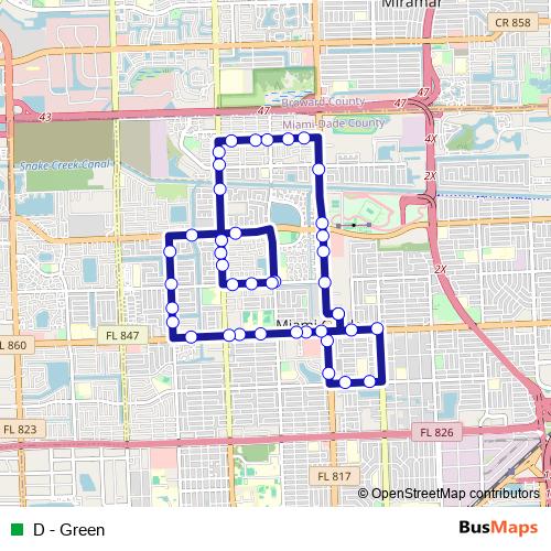 D - Green bus Line Map
