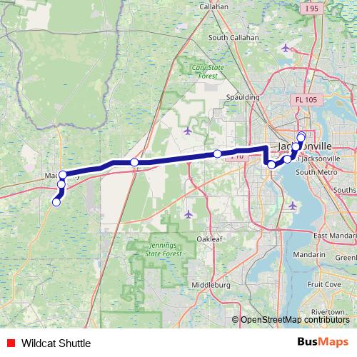 Wildcat Shuttle bus Line Map