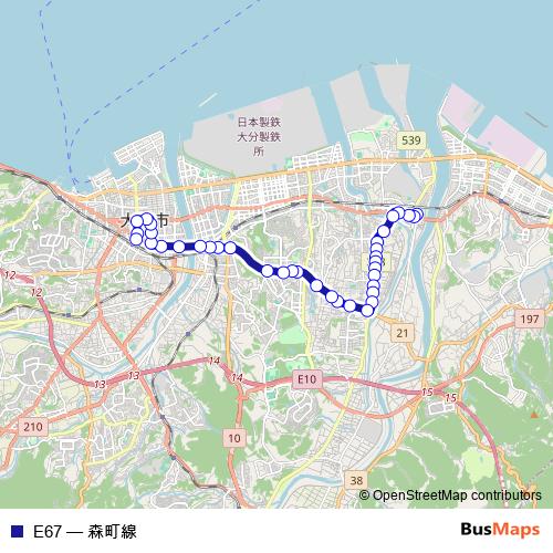 E67 bus Line Map
