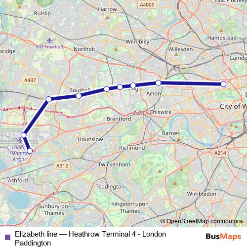 Elizabeth line rail Line Map