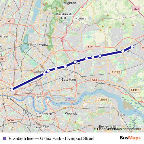 Elizabeth line rail Line Map