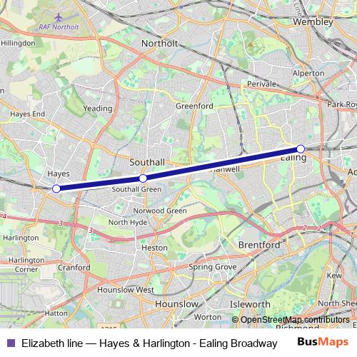 Elizabeth line rail Line Map