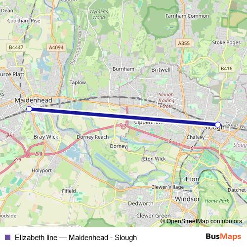 Elizabeth line rail Line Map