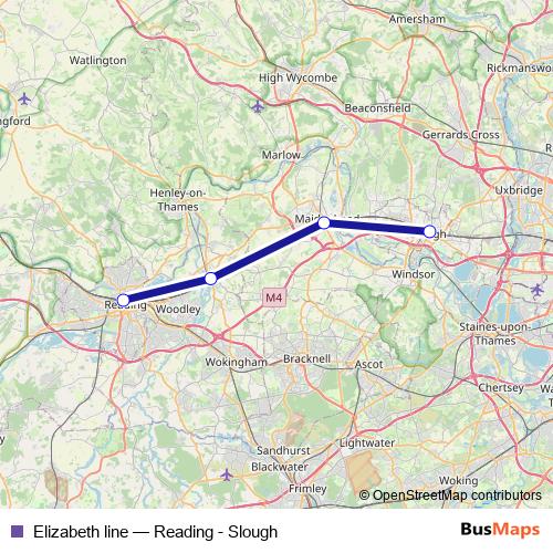 Elizabeth line rail Line Map