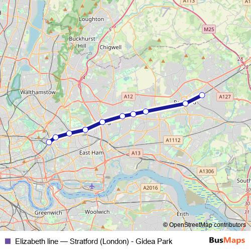 Elizabeth line rail Line Map