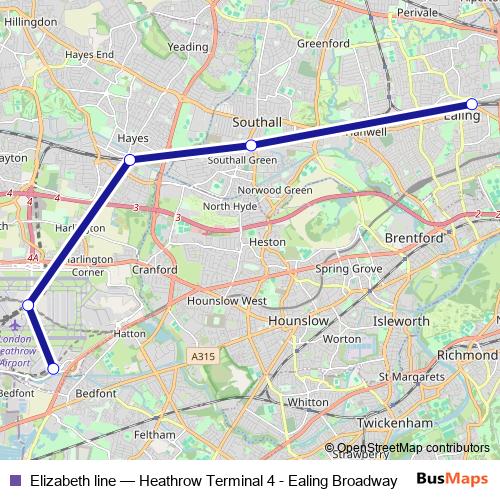 Elizabeth line rail Line Map