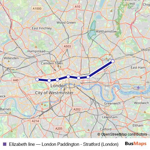 Elizabeth line rail Line Map