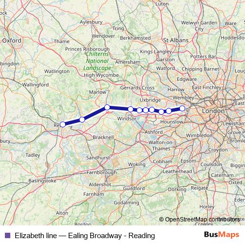 Elizabeth line rail Line Map