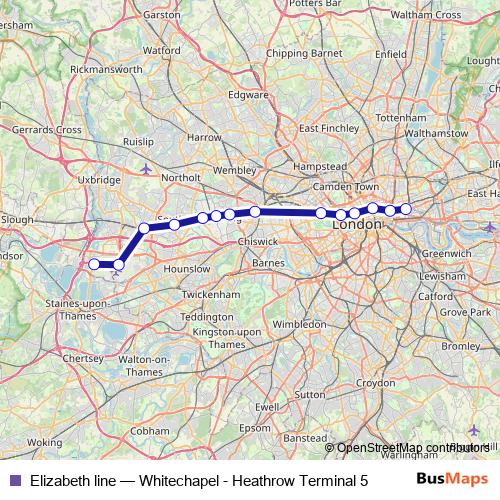 Elizabeth line rail Line Map