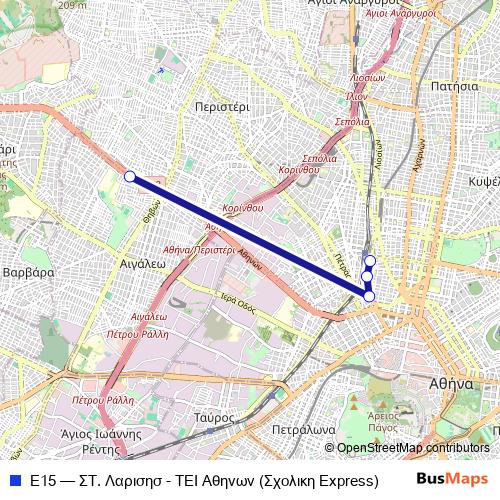 Ε15 bus Line Map