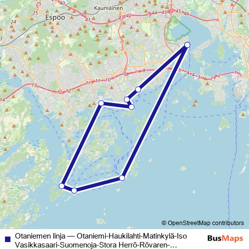 Otaniemen linja ferry Line Map