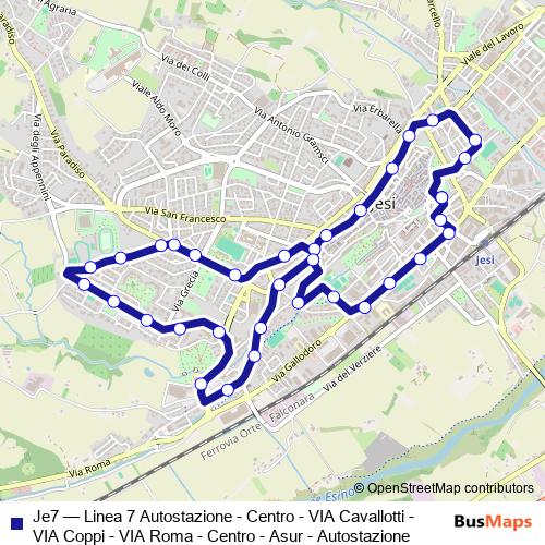 Je7 bus Line Map