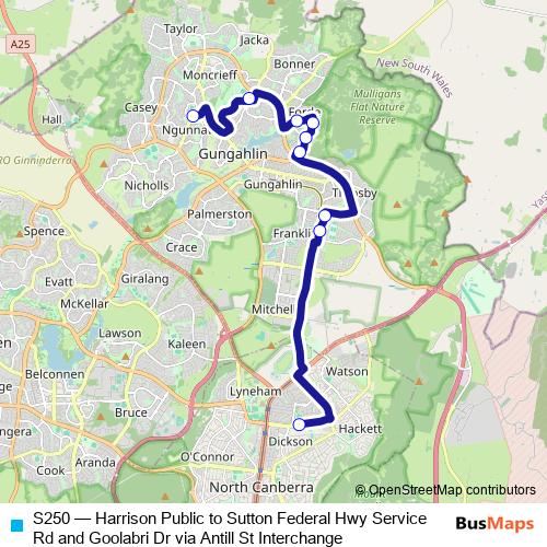 S250 bus Line Map