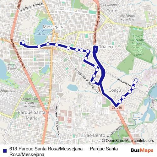 618-Parque Santa Rosa/Messejana bus Line Map