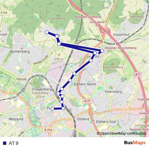 AT 9 bus Line Map