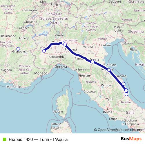 Flixbus 1420 bus Line Map