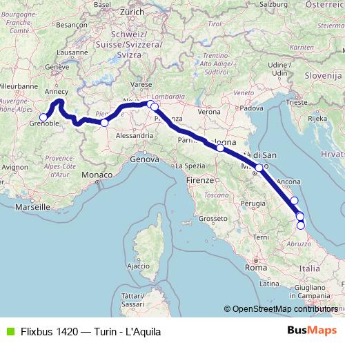 Flixbus 1420 bus Line Map