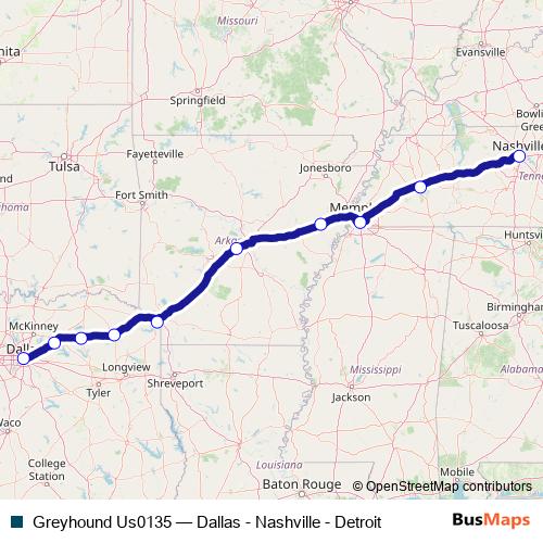 Greyhound Us0135 bus Line Map