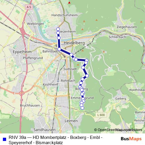 RNV 39a bus Line Map
