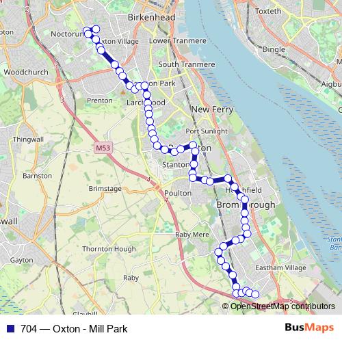 704 bus Line Map