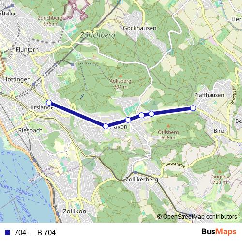 704 bus Line Map