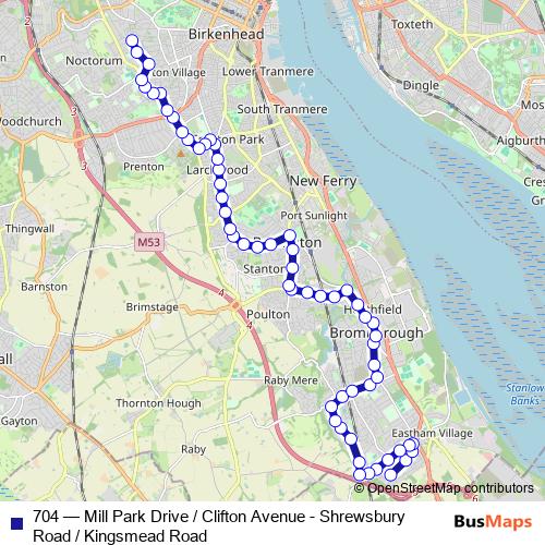 704 bus Line Map