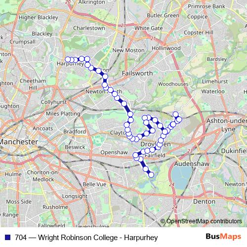 704 bus Line Map
