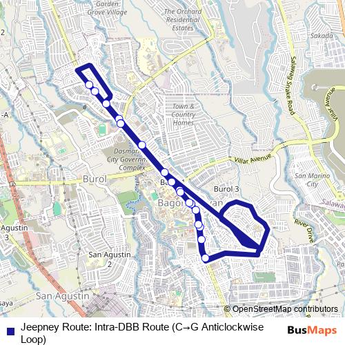 Jeepney Route: Intra-DBB Route (C→G Anticlockwise Loop) bus Line Map
