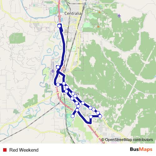 Red Weekend bus Line Map