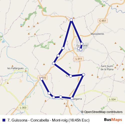7. Guissona - Concabella - Mont-roig (16:45h Esc) bus Line Map