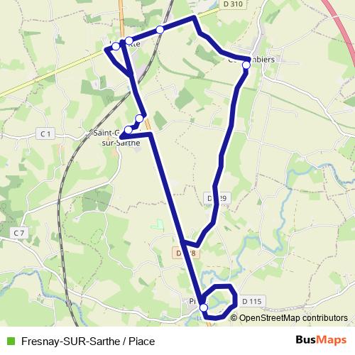 Fresnay-SUR-Sarthe / Piace bus Line Map