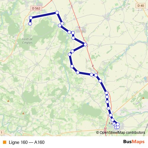 Ligne 160 bus Line Map