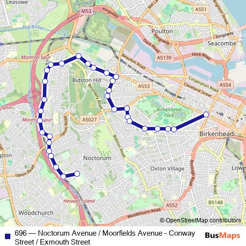 696 bus Line Map