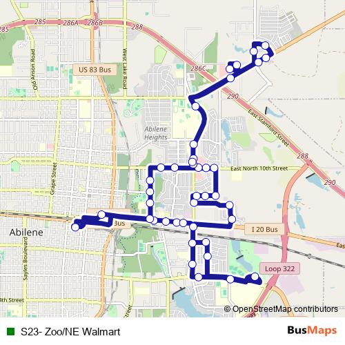 S23- Zoo/NE Walmart bus Line Map