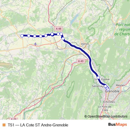 T51 bus Line Map