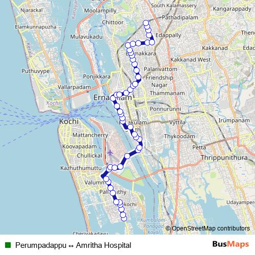 Perumpadappu ↔ Amritha Hospital bus Line Map