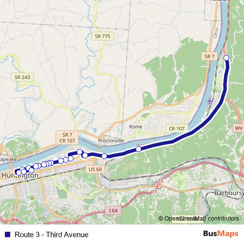Route 3 - Third Avenue bus Line Map