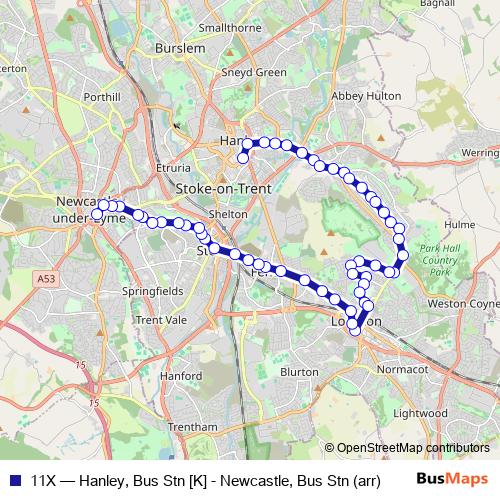 11X bus Line Map