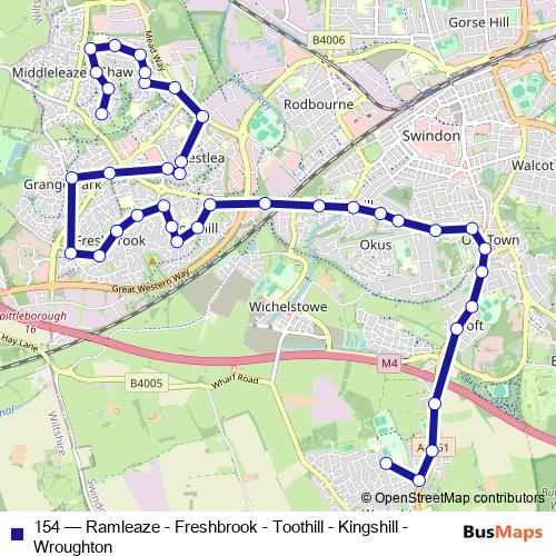 154 bus Line Map