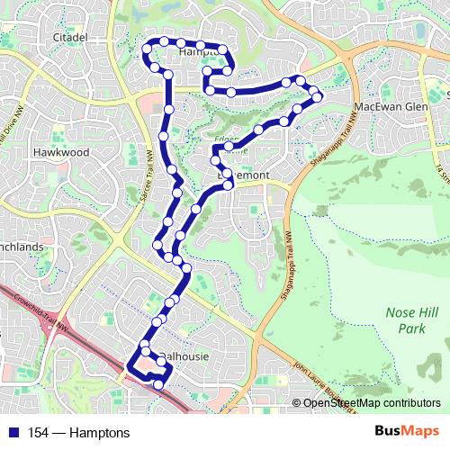 154 bus Line Map