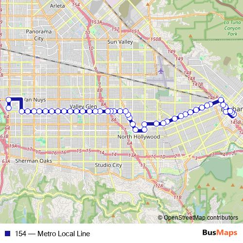 154 bus Line Map