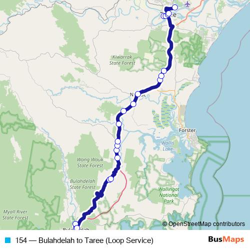 154 bus Line Map