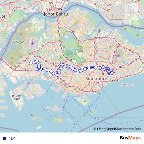 154 bus Line Map