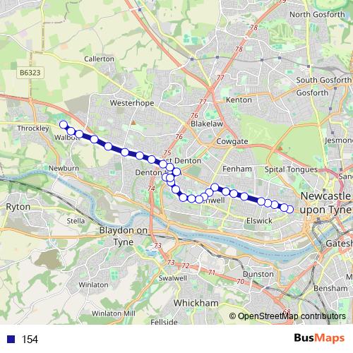 154 bus Line Map