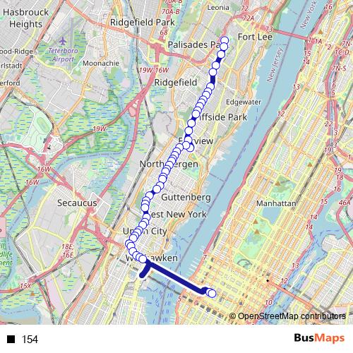 154 bus Line Map
